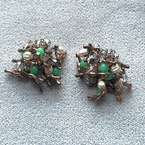Unique Rare 1950s Cha Cha, Modern, Brutalist Clip On Earrings